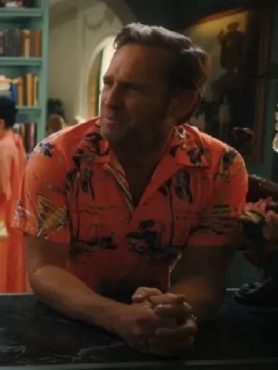 Palm Royale S2 Josh Lucas Orange Hawaiian Shirt