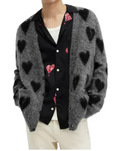 The Traitors US S3 Grey and Black Heart Print Cardigan