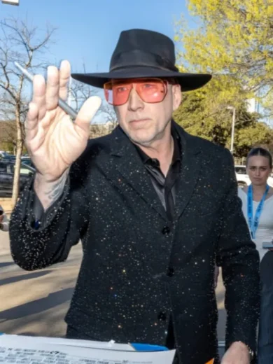 SXSW Festival 2025 Nicolas Cage Black Sparkly Suit