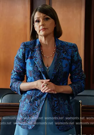 All Rise 2022 Maggie Palmer Blue Printed Blazer