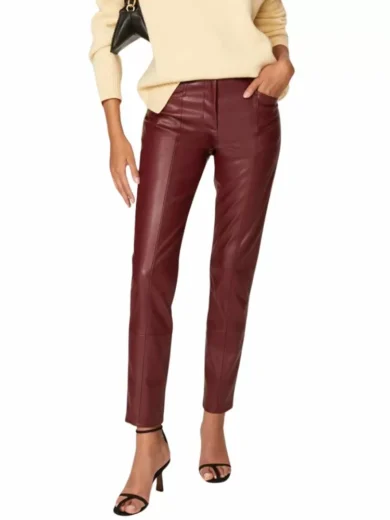 Burgundy Genuine Leather Pants
