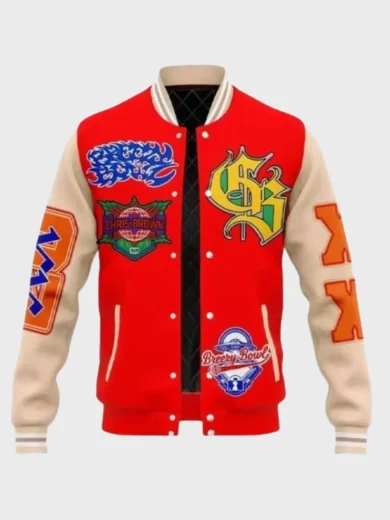 2025 Breezy Bowl XX Tour Chris Brown Letterman Red Varsity Jacket