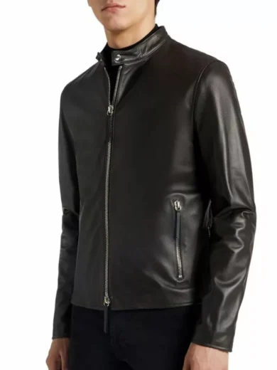 Mens Plain Brown Leather Jacket