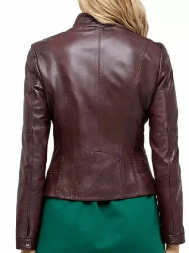 Trendy Women’s Biker Burgundy Leather Jackets