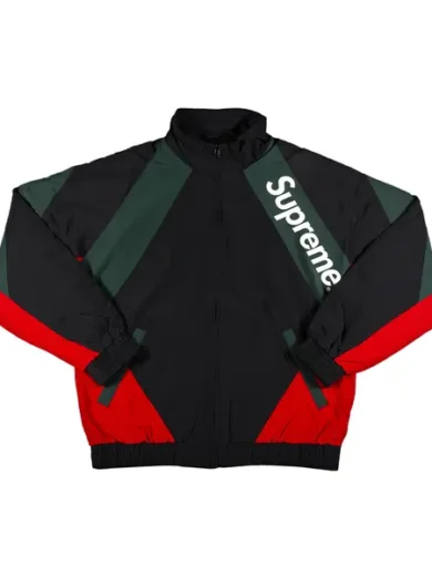 paneled track jacket - black