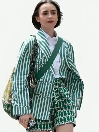 Emily in Paris S05 Lily Collins Striped Jacket