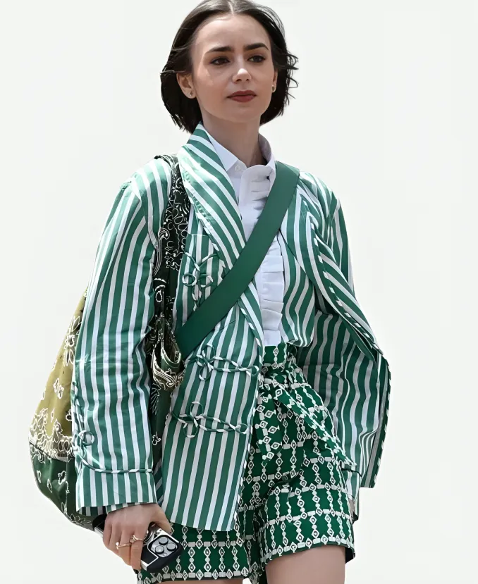 Emily in Paris S05 Lily Collins Striped Jacket