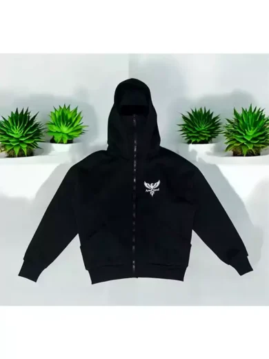 Arm Crystal Balaclava Zip Up Hoodie