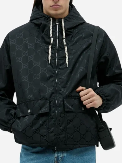Gucci Padded Logo Jacquard Shell Hooded Jacket