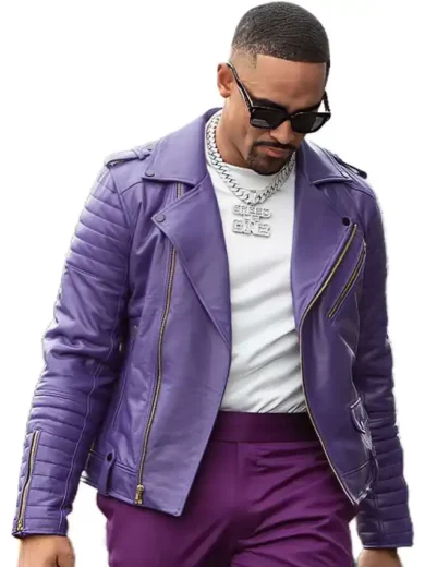 Jalen Hurts Purple Leather Jacket