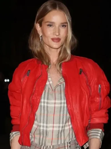 LFW Rosie HuntLFW Rosie Huntington-Whiteley Red Bomber Jacketington-Whiteley Red Bomber Jacket