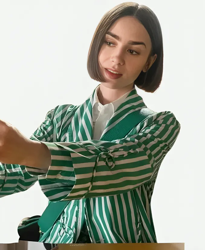 Emily in Paris S05 Lily Collins Striped Jacket