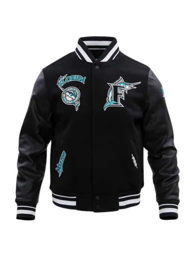 MLB Miami Marlins Black Wool Varsity Jacket