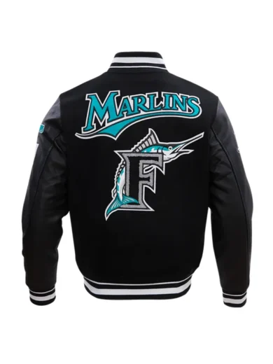 MLB Miami Marlins Black Wool Varsity Jacket