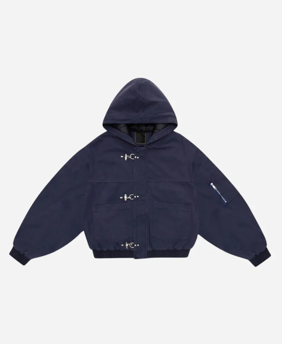 Shinzo Shige 15oz Navy Canvas Clasp Bomber Jacket