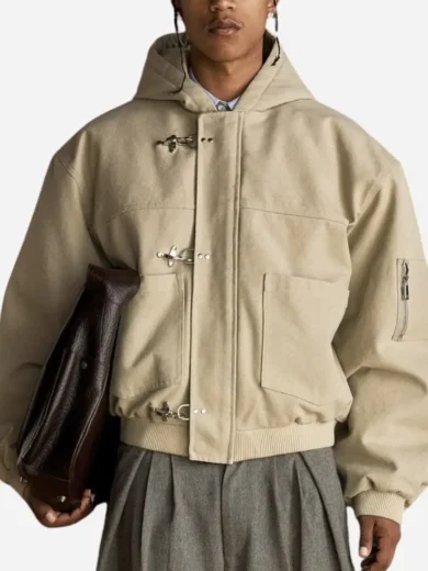 Shinzo Shige Khaki 15oz Canvas Clasp Bomber Jacket