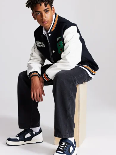 Stranger Things Wool Baseball Black Varsity Jacket