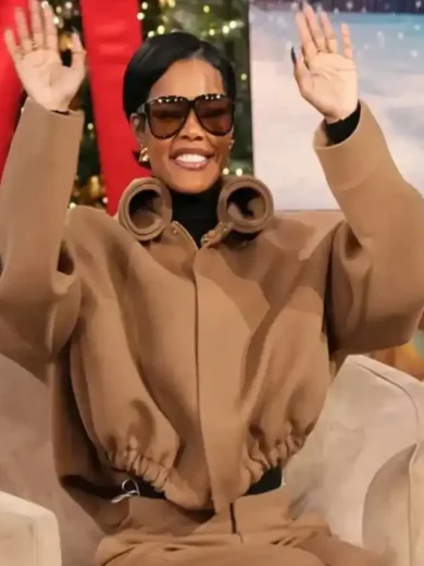 Jennifer Hudson 2024 Black Leather Trench Coat