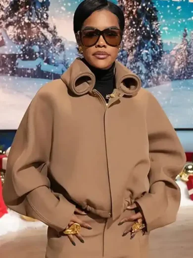 Jennifer Hudson 2024 Black Leather Trench Coat