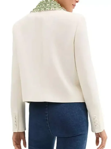 The View Joy Behar White Jacket with Green Embellishments