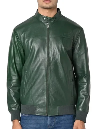 Men’s Casual Wear Green Motorcycle Jacket