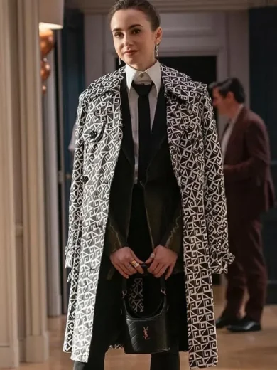 Emily In Paris S4 Lily Collins Geometric Coat
