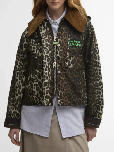 Barbour x GANNI Leopard Print Waxed Anorak