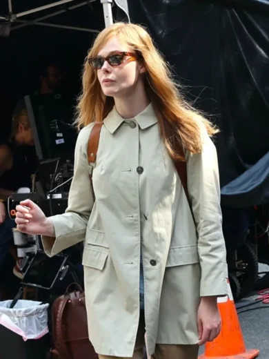 A Complete Unknown 2024 Elle Fanning Half Coat