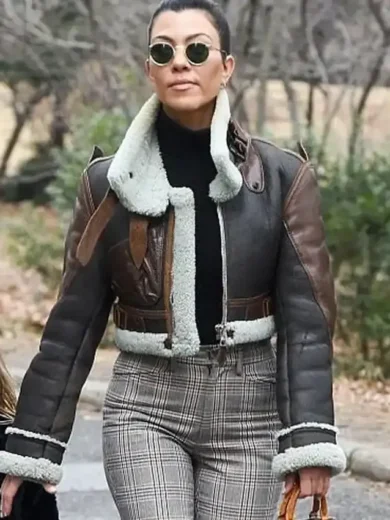 Kourtney Kardashian B3 Shearling Leather Jacket