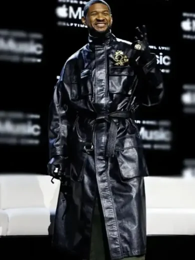 Usher Black Leather Coat