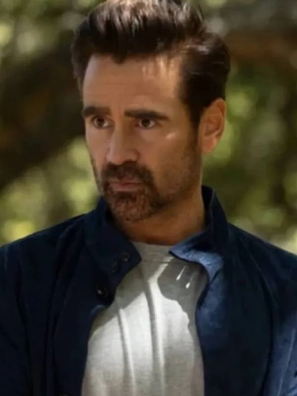 A Big Bold Beautiful Journey 2025 Colin Farrell Blue Suede Jacket