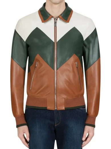 Ivan Multi Color Bomber Leather Jacket