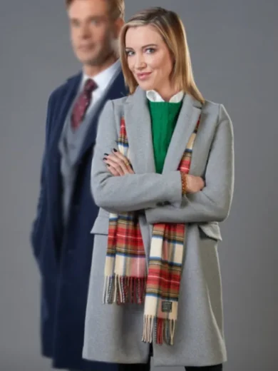 A Royal Christmas Crush 2023 Katie Cassidy Gray Coat