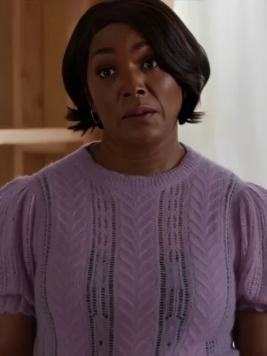 9-1-1 S8 Angela Bassett Purple Open Knit Top