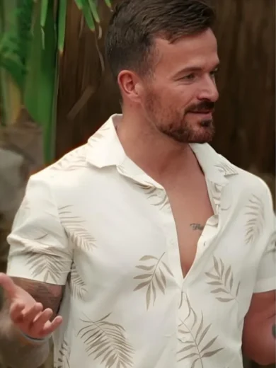 90 Day Hunt for Love 2025 Nick Matiash White Leaf Print Shirt
