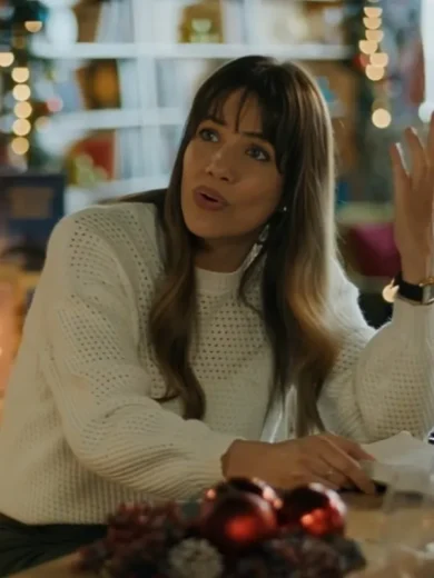 A Novel Noel 2024 Julie Gonzalo White Sweater