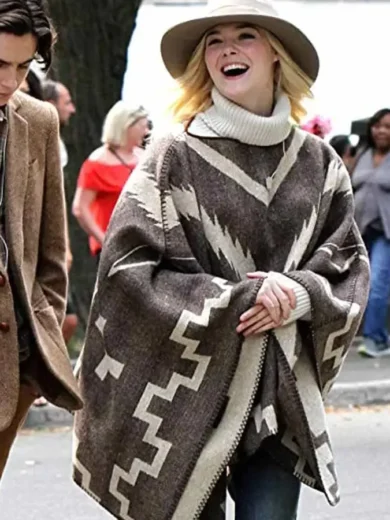 A Rainy Day in New York Elle Fanning Poncho