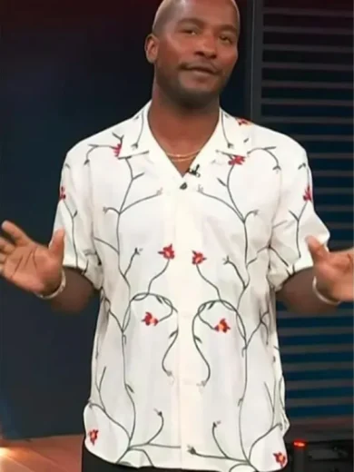 Access Hollywood 2025 Scott Evans White Floral Camp Shirt