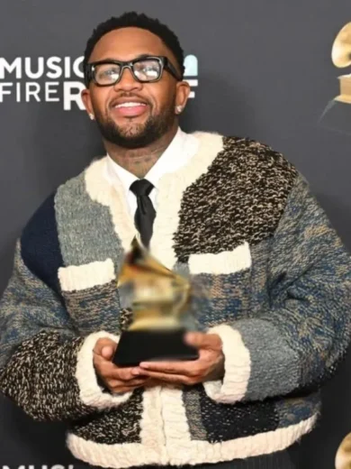 67th Grammy Awards Mustard DJ Patchwork Cardigan