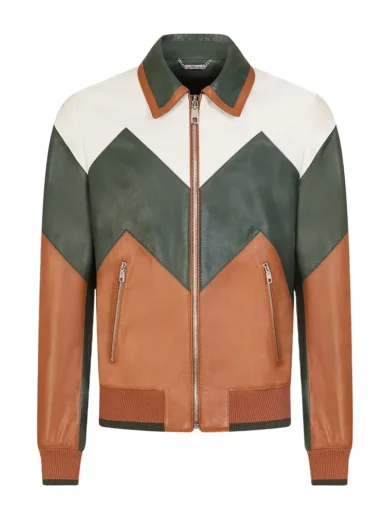 Ivan Multi Color Bomber Leather Jacket