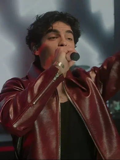 A Very Jonas Christmas Joe Jonas Burgundy Leather Jacket