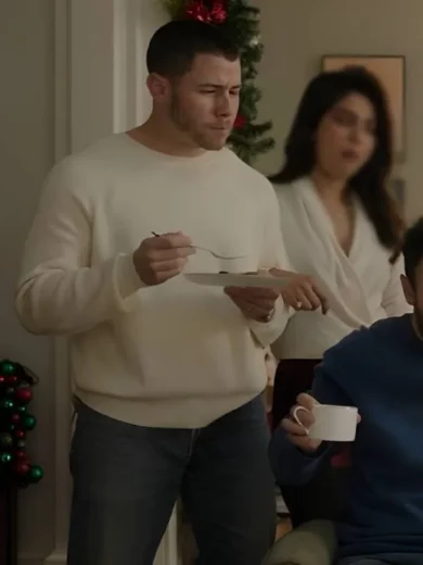 A Very Jonas Christmas 2025 Nick Jonas White Sweatshirt