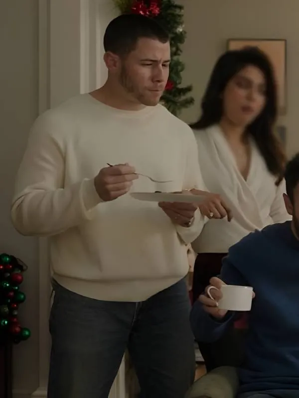 A Very Jonas Christmas 2025 Nick Jonas White Sweatshirt