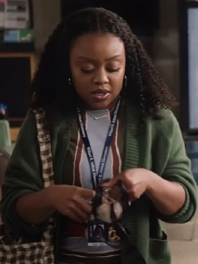 Abbott Elementary 2024 Quinta Brunson Green Cardigan