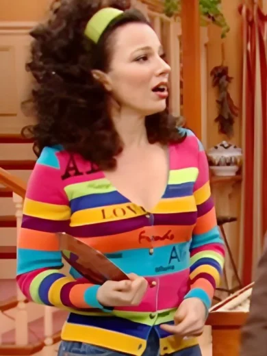 The Nanny S5 Fran Drescher Rainbow Striped Cardigan