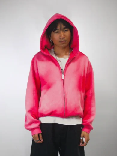 SUNFADED PINK ZIP UP HOODIE