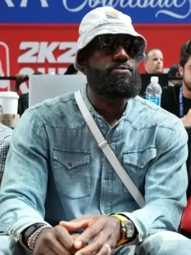 2025 NBA Summer League Lakers vs Pelicans Game LeBron James Denim Shirt