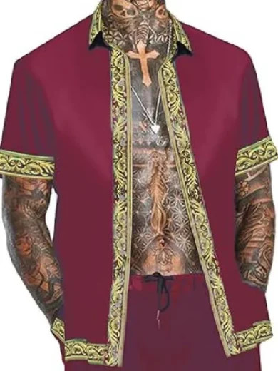 90 Day Fiance Pillow Talk Burgundy & Gold Trim Pajamas