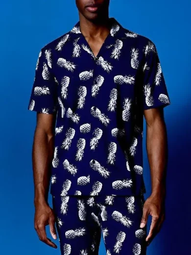 90 Day Hunt for Love 2025 Cole Navy Pineapple Print Shorts Set