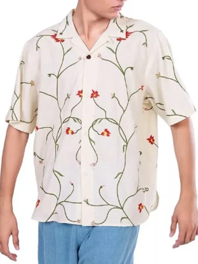 Access Hollywood 2025 Scott Evans White Floral Camp Shirt